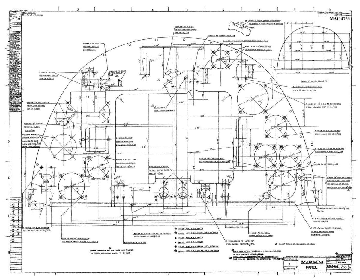 Spitfire Mk II Type 329 Blueprints 32934 23Instrument Panel A4 Photo Print