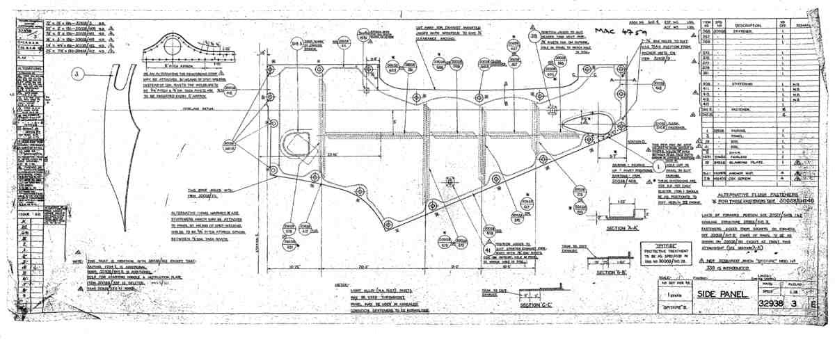 Spitfire Mk II Type 329 Blueprints 32938 3 E Side Panel A4 Photo Print