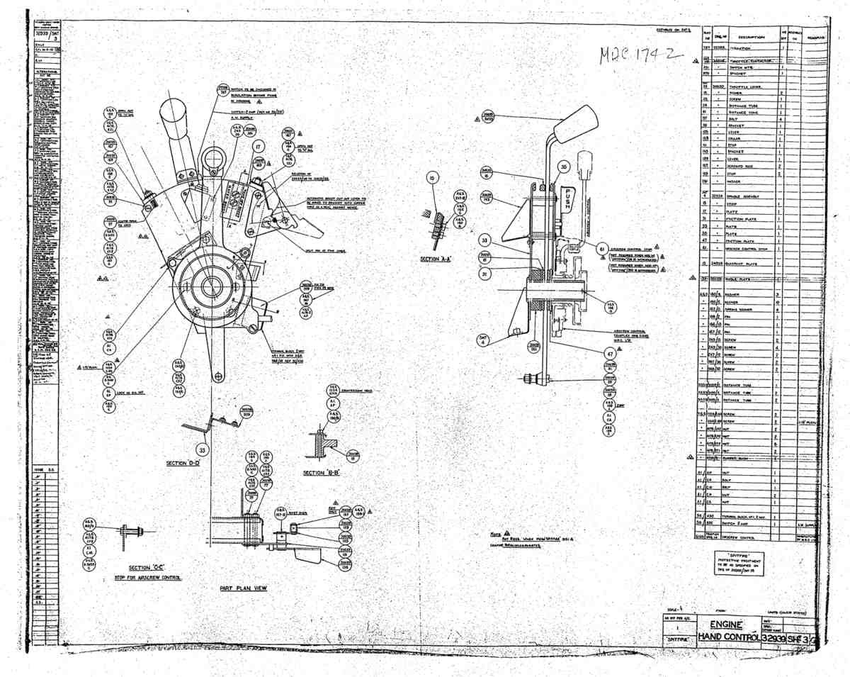 Spitfire Mk II Type 329 Blueprints 32939 3 G Engine Hand Controls A4 Photo Print