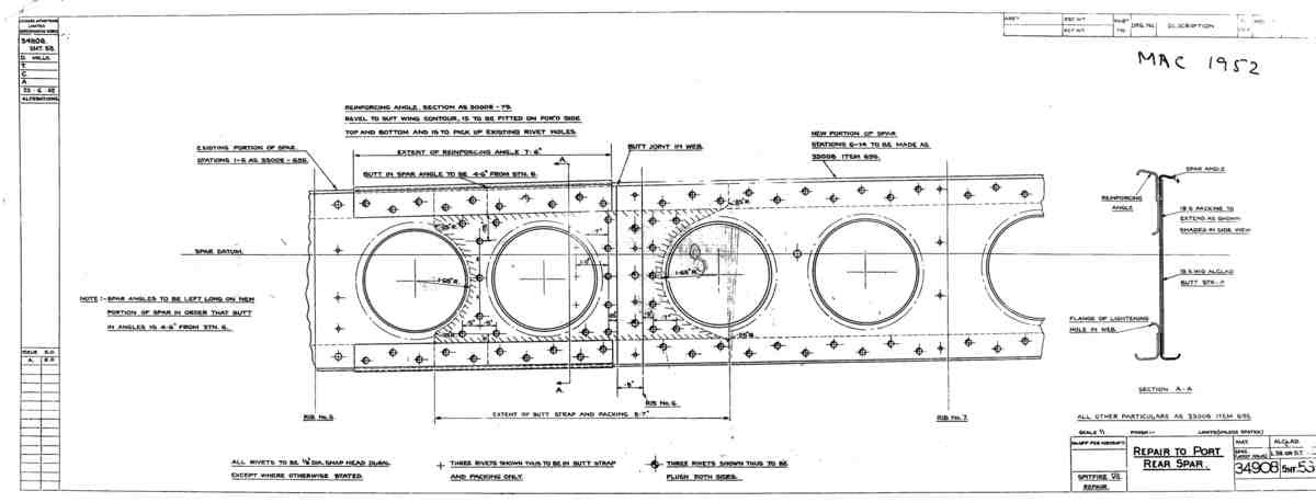 Spitfire Mk V Bau Blueprints 34908 SHT 53 A4 Photo Print