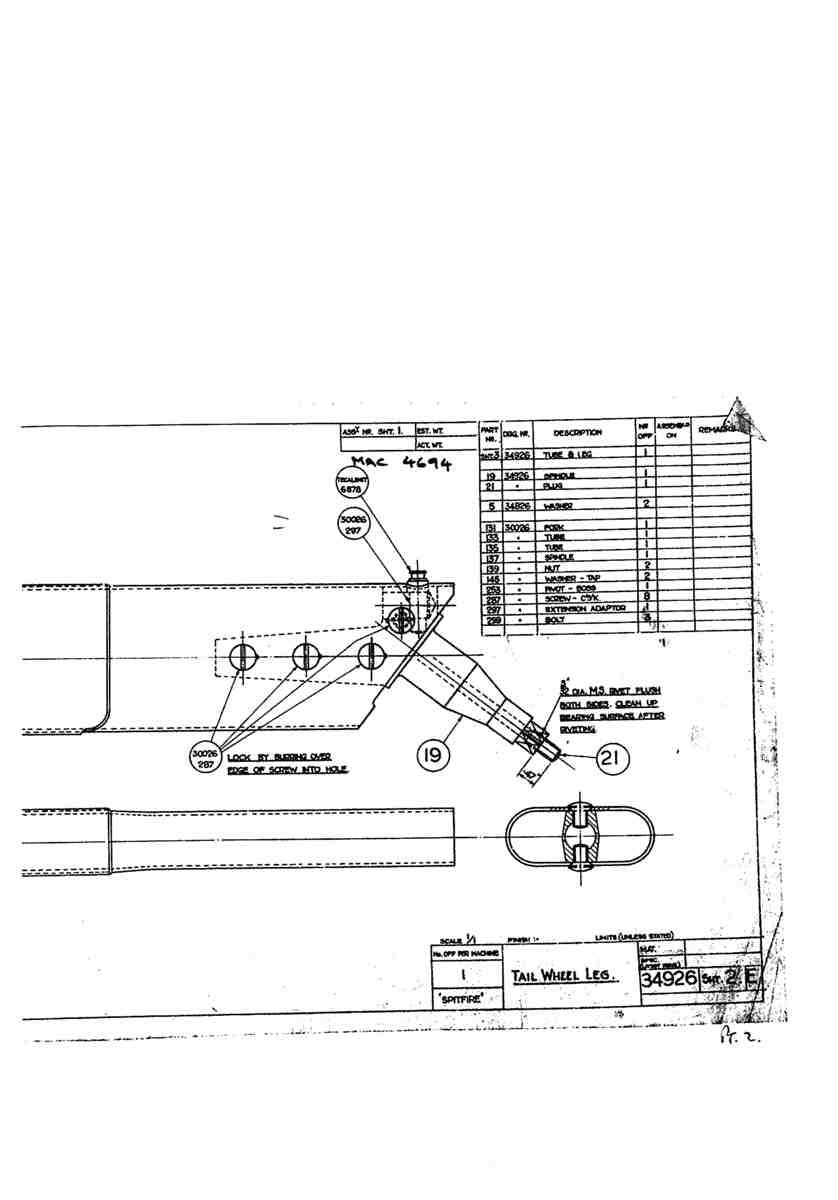 Spitfire Mk V Bau Blueprints 34926 SHT 2 E A4 Photo Print
