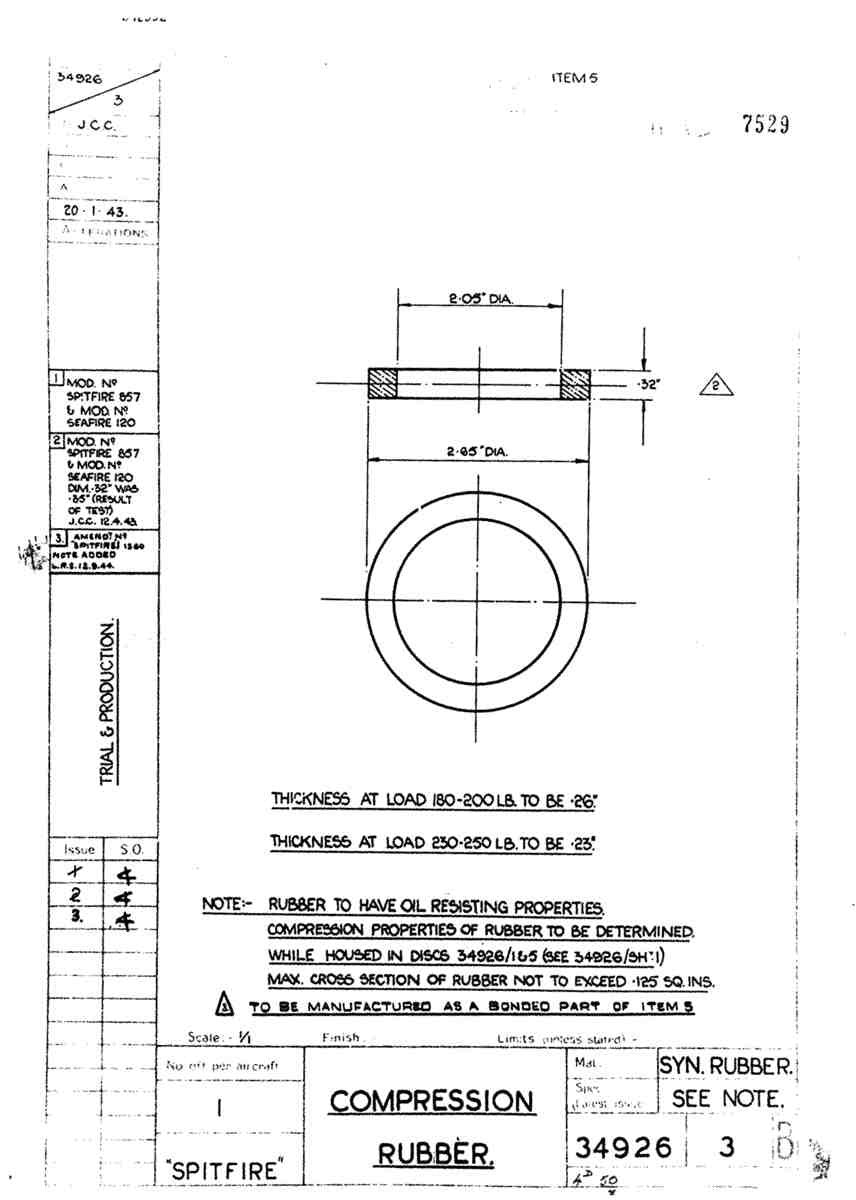 Spitfire Mk V Bau Blueprints 34926 SHT 3 B A4 Photo Print