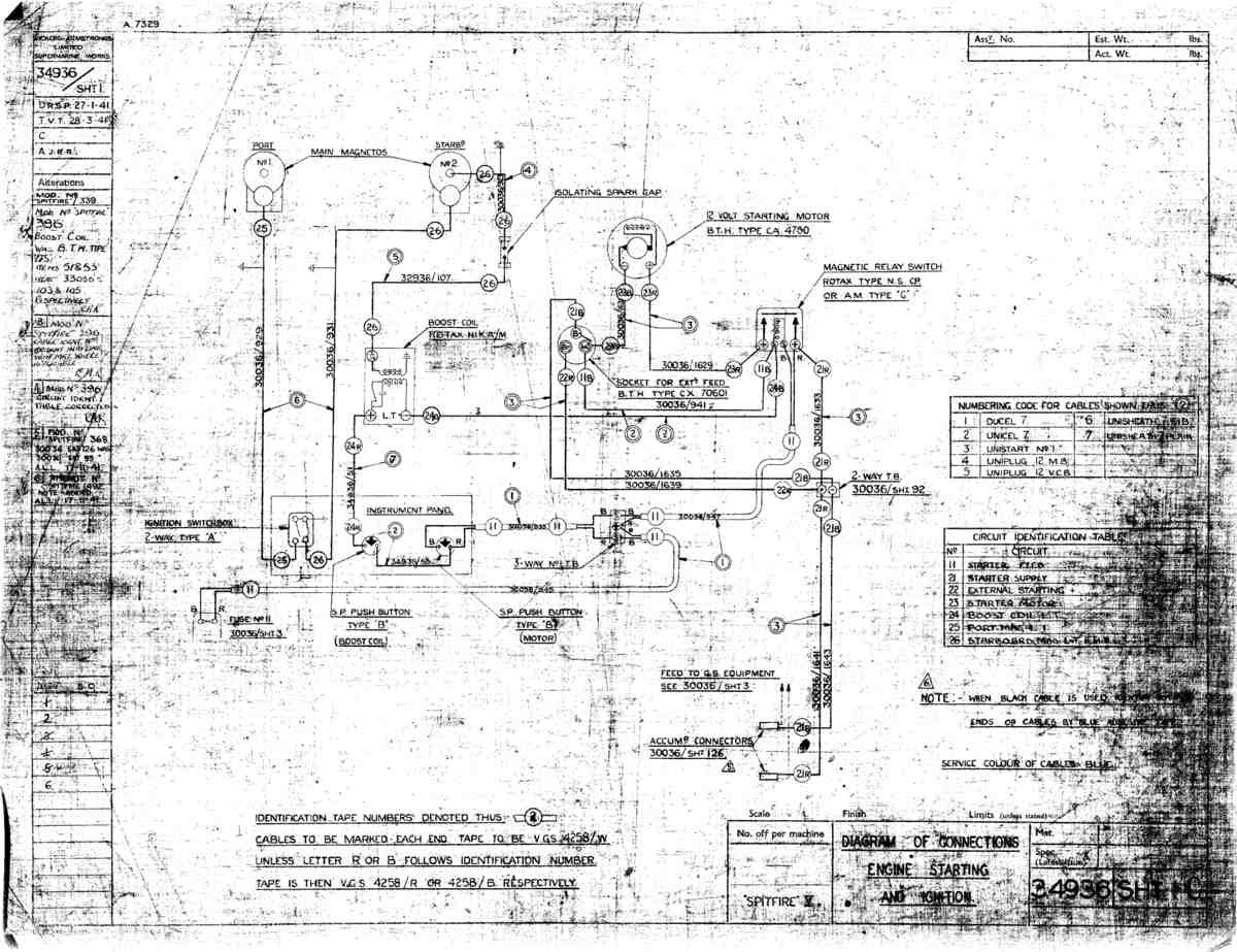 Spitfire Mk V Bau Blueprints 34936 SHT 1 C A4 Photo Print