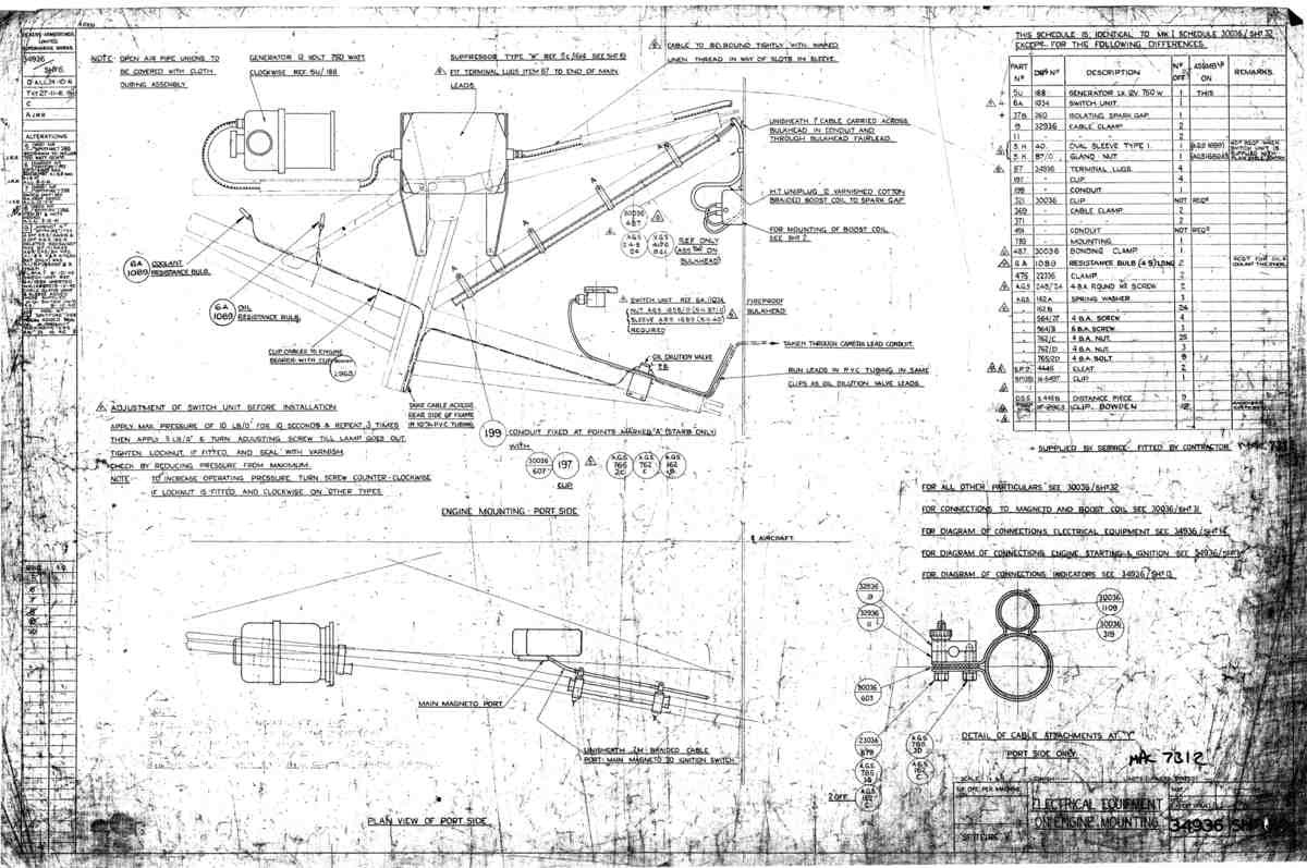 Spitfire Mk V Bau Blueprints 34936 SHT 1 A4 Photo Print