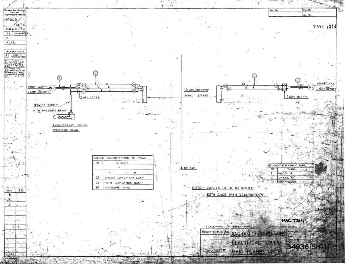 Spitfire Mk V Bau Blueprints 34936 SHT 11 G A4 Photo Print