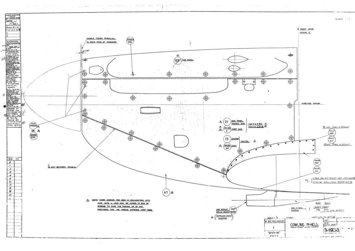 Spitfire Mk V Bau Blueprints 34938 SHT 1 A4 Photo Print