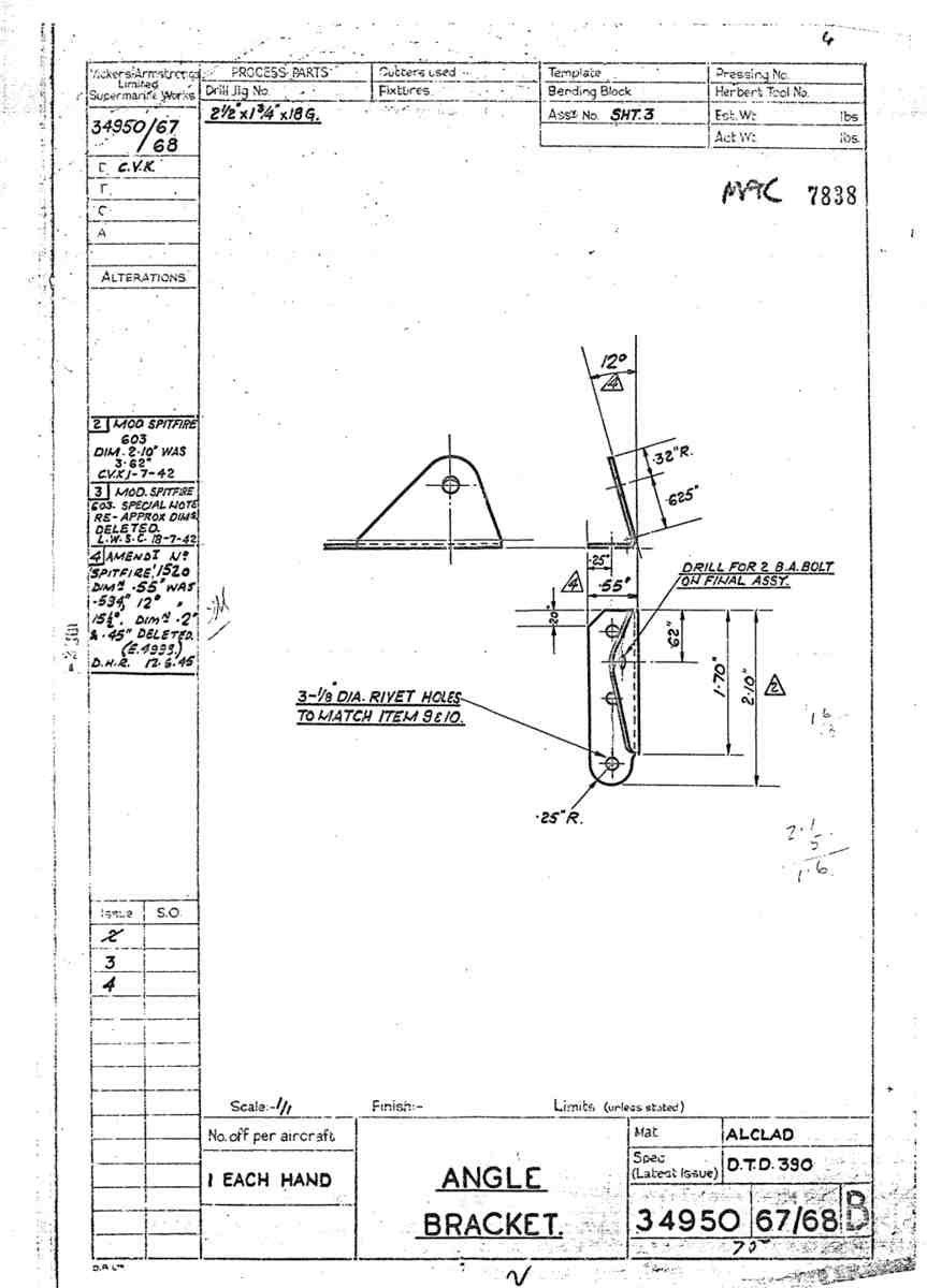 Spitfire Mk V Bau Blueprints 34950 SHT 67 68 B A4 Photo Print