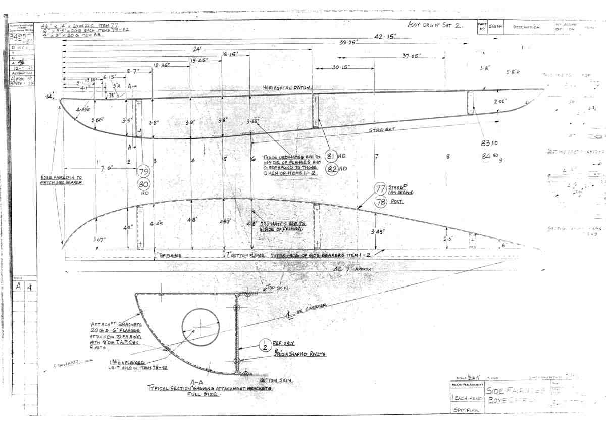 Spitfire Mk V Bau Blueprints 34957 SHT 77 84 A4 Photo Print