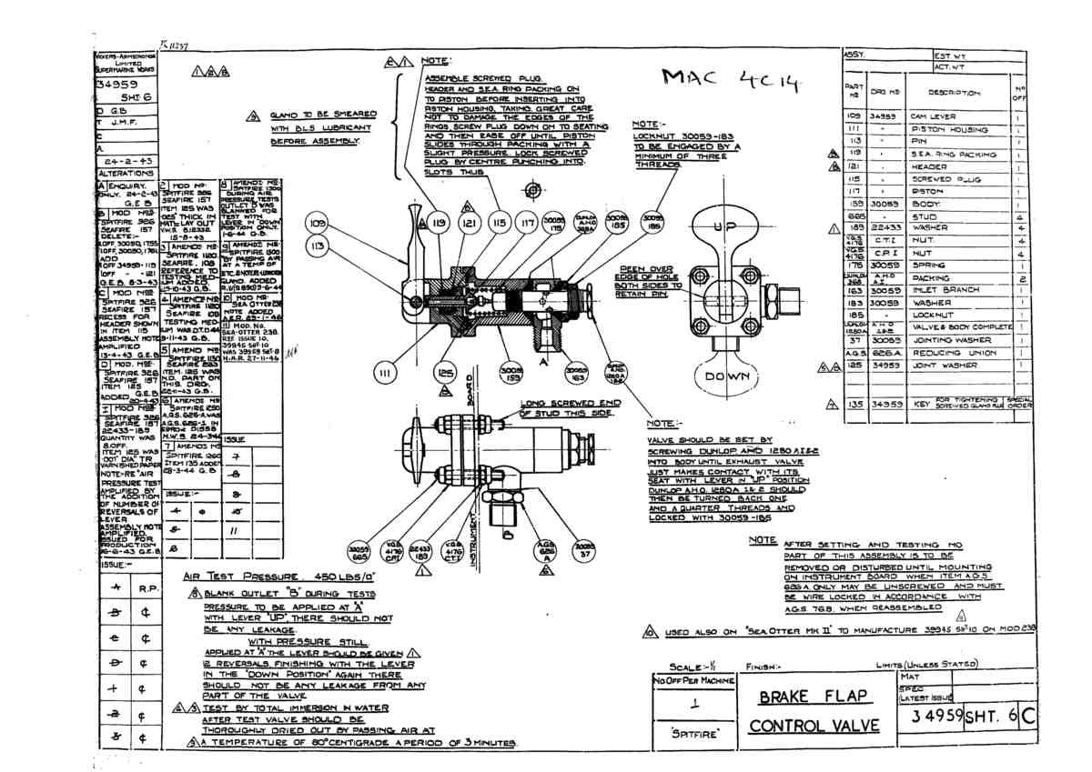 Spitfire Mk V Bau Blueprints 34959 SHT 6 C A4 Photo Print