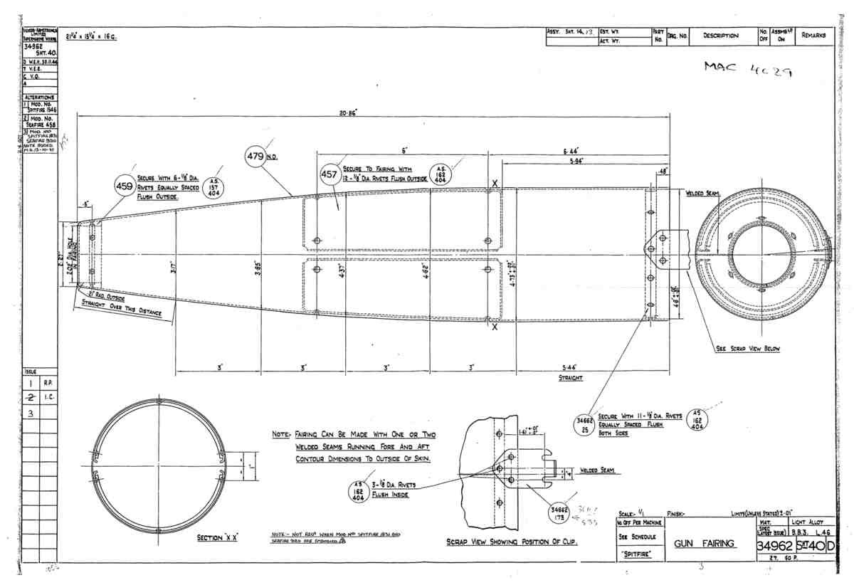 Spitfire Mk V Bau Blueprints 34962 SHT 40 D A4 Photo Print