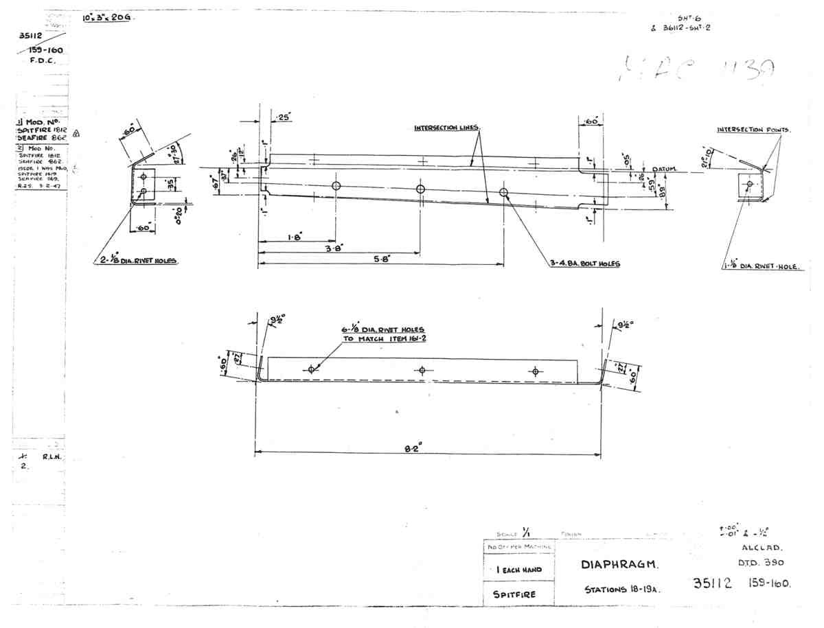 Spitfire Mk V Bau Blueprints 35112 SHT 159 160 A4 Photo Print