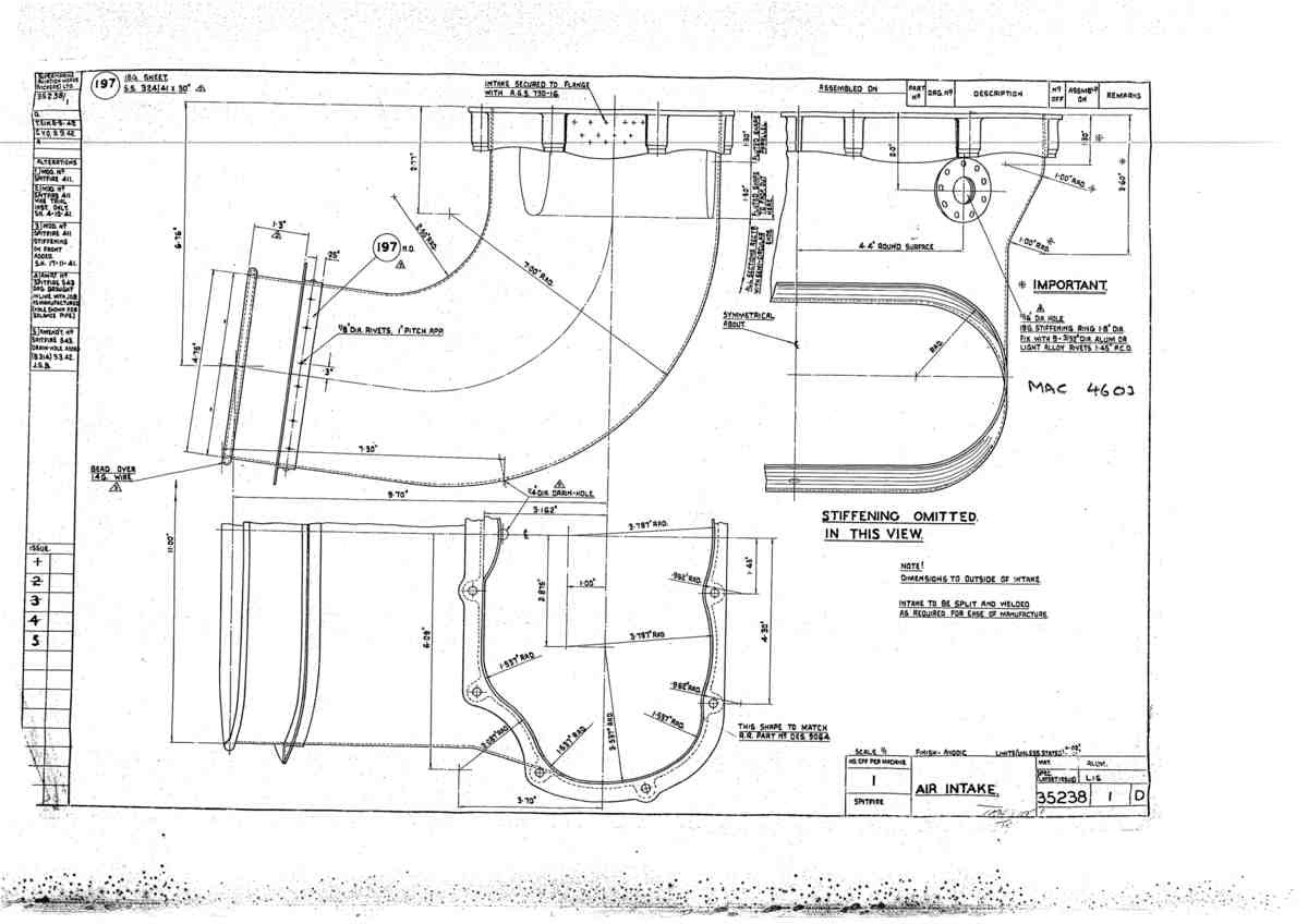 Spitfire Mk V Bau Blueprints 35238 SHT 1 D A4 Photo Print