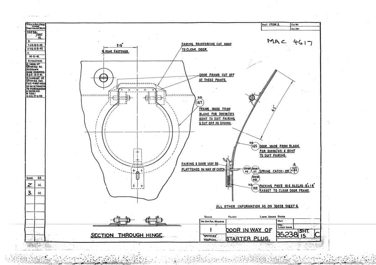 Spitfire Mk V Bau Blueprints 35238 SHT 15 C A4 Photo Print