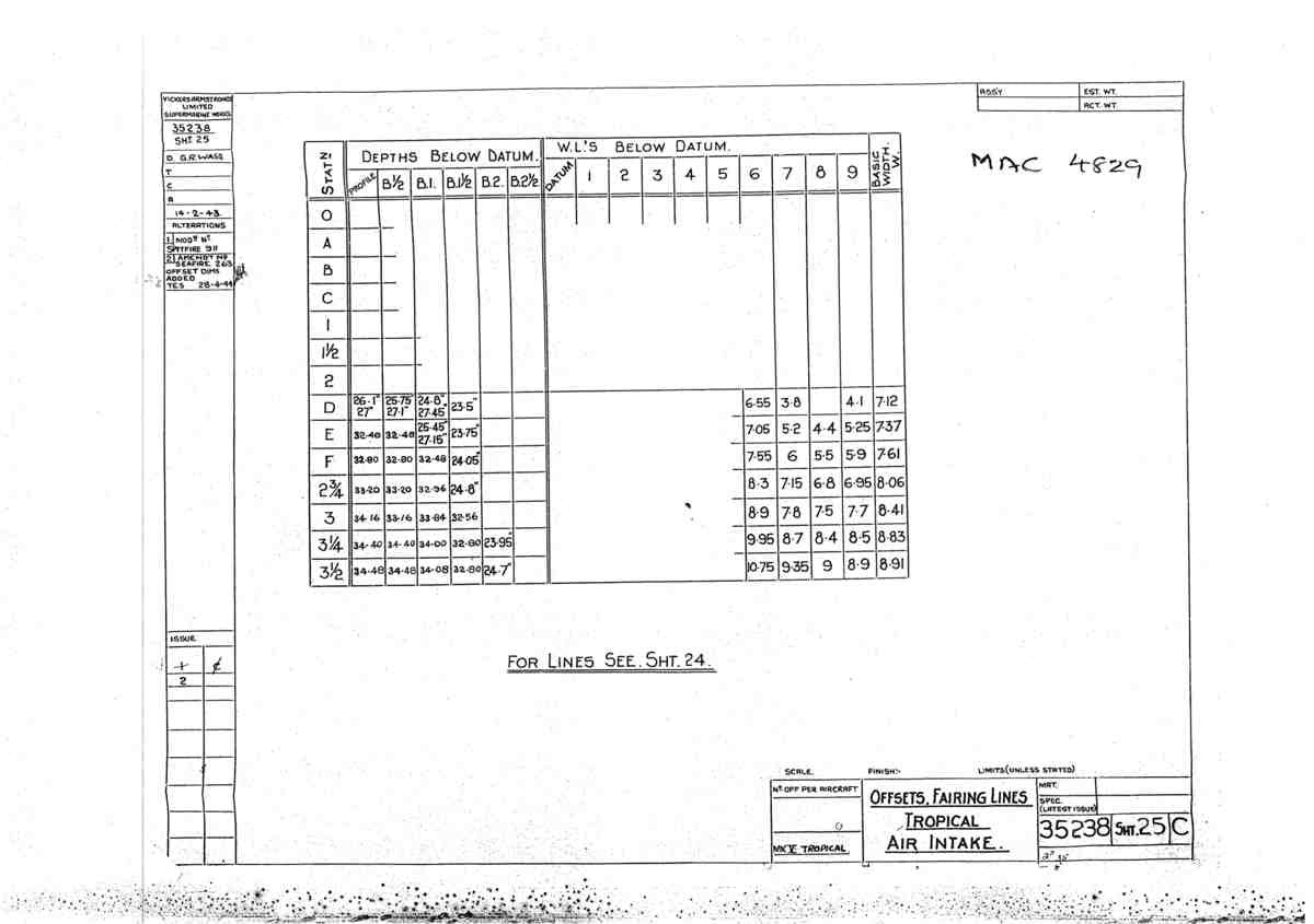 Spitfire Mk V Bau Blueprints 35238 SHT 25 C A4 Photo Print
