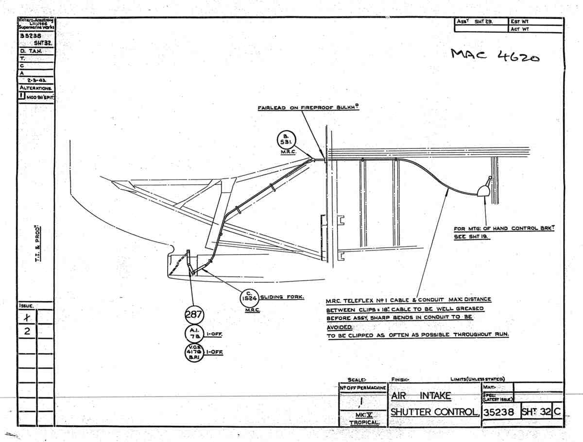 Spitfire Mk V Bau Blueprints 35238 SHT 32 C A4 Photo Print
