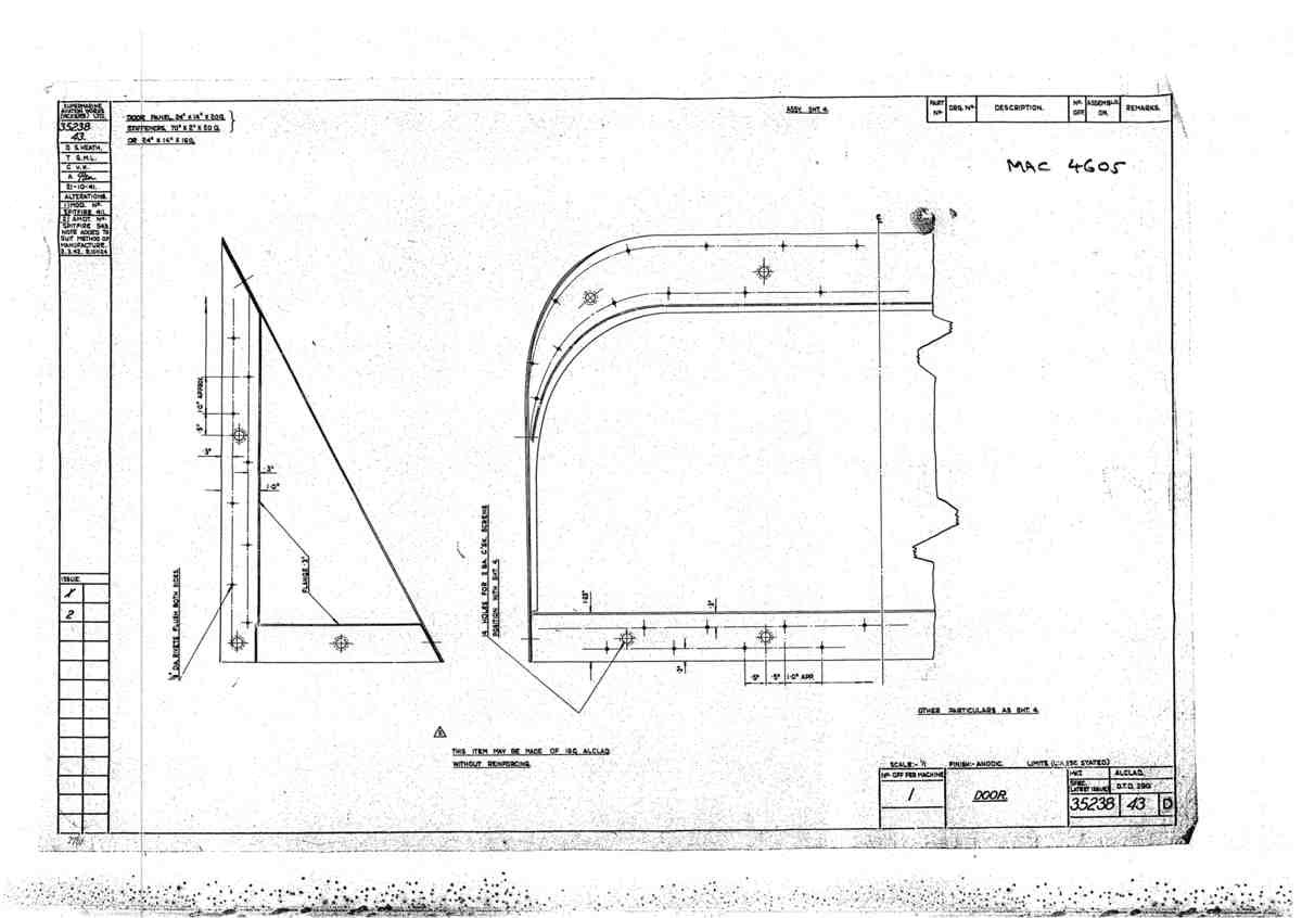 Spitfire Mk V Bau Blueprints 35238 SHT 43 D A4 Photo Print