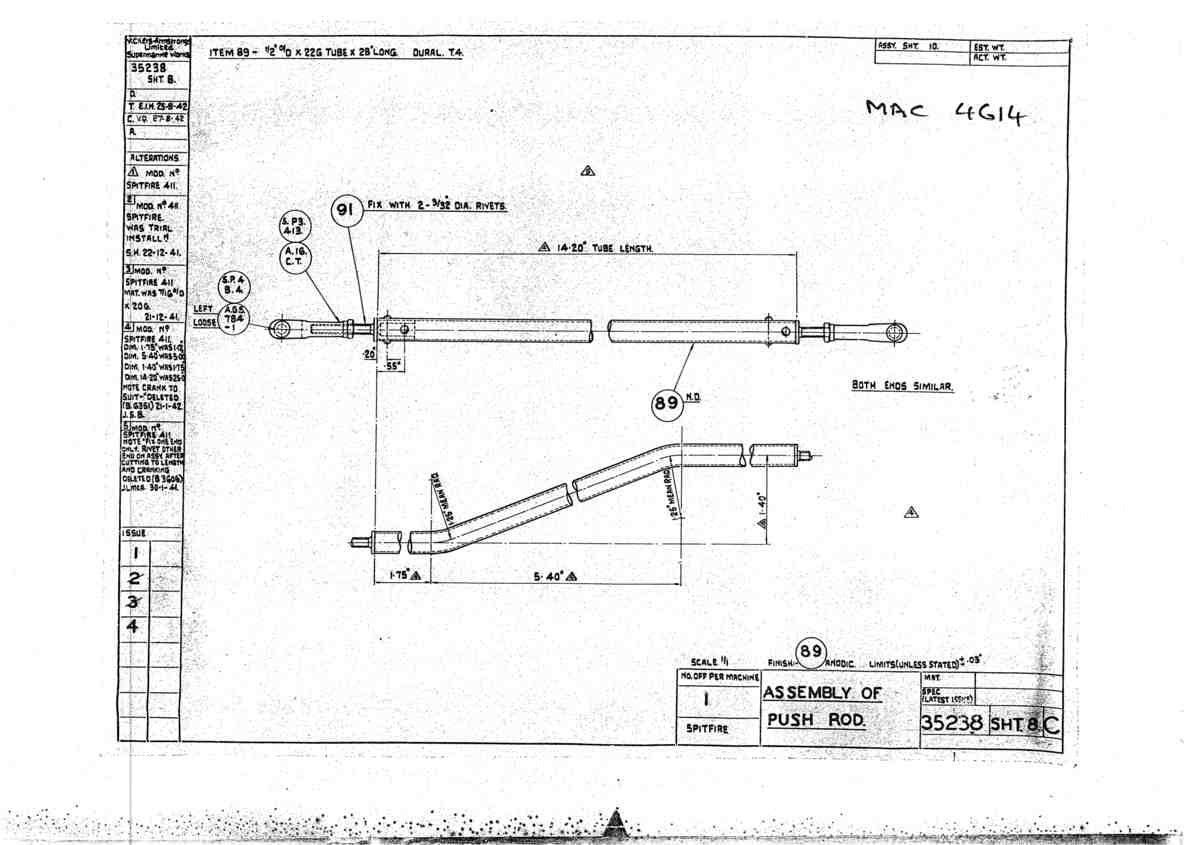 Spitfire Mk V Bau Blueprints 35238 SHT 8 C A4 Photo Print