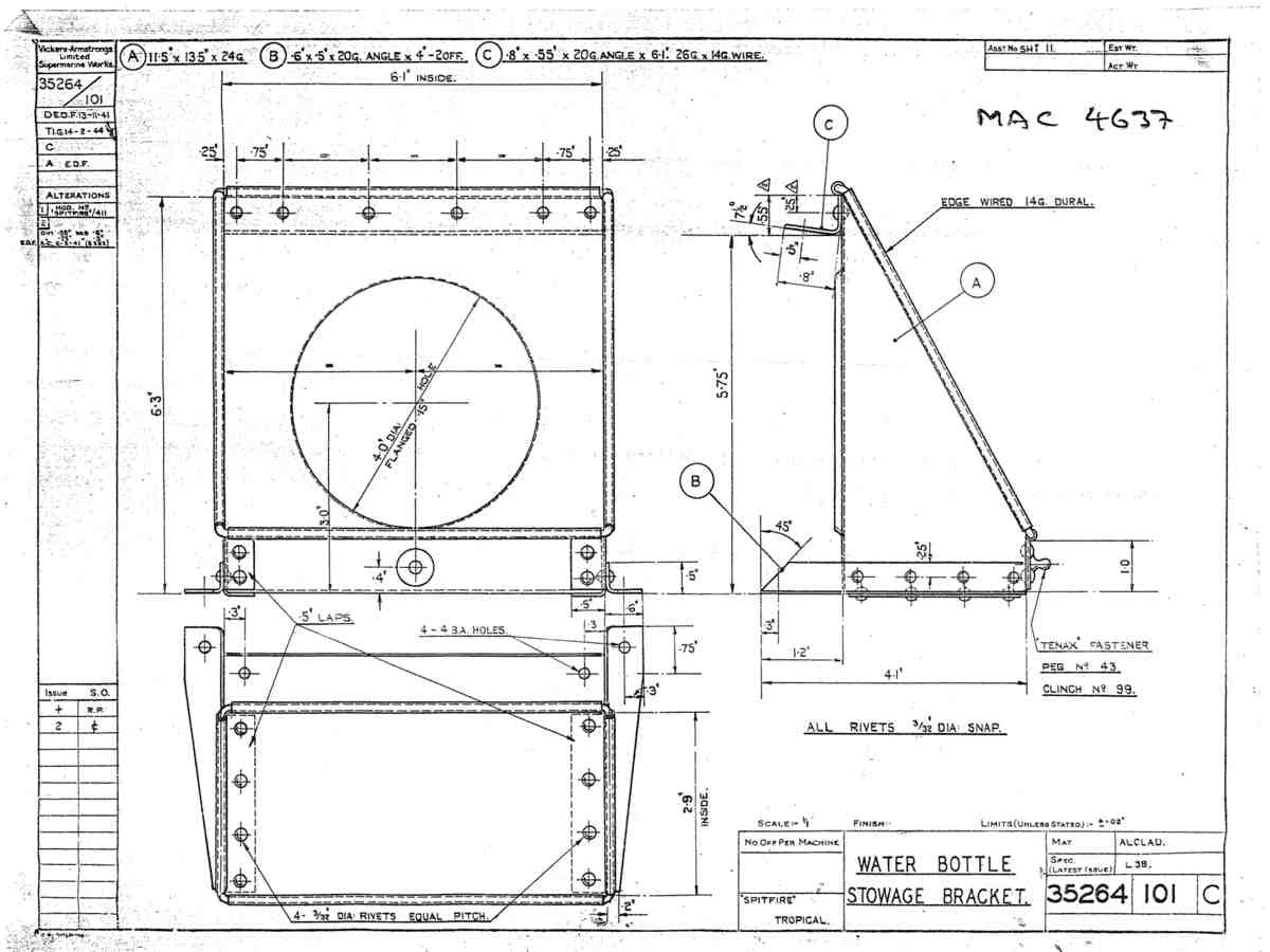 Spitfire Mk V Bau Blueprints 35264 SHT 101 C A4 Photo Print