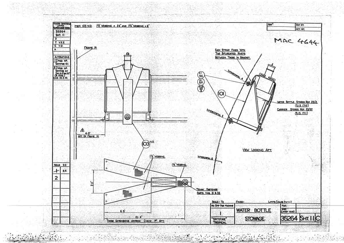Spitfire Mk V Bau Blueprints 35264 SHT 11 C A4 Photo Print