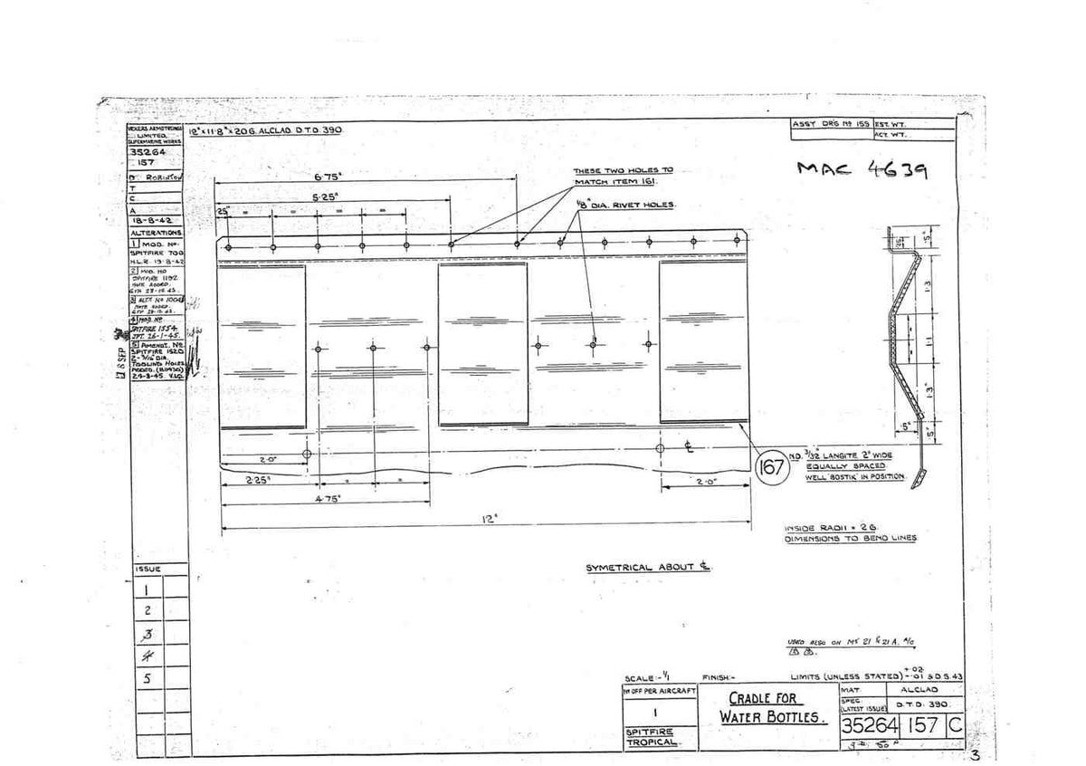 Spitfire Mk V Bau Blueprints 35264 SHT 157 C_002 A4 Photo Print