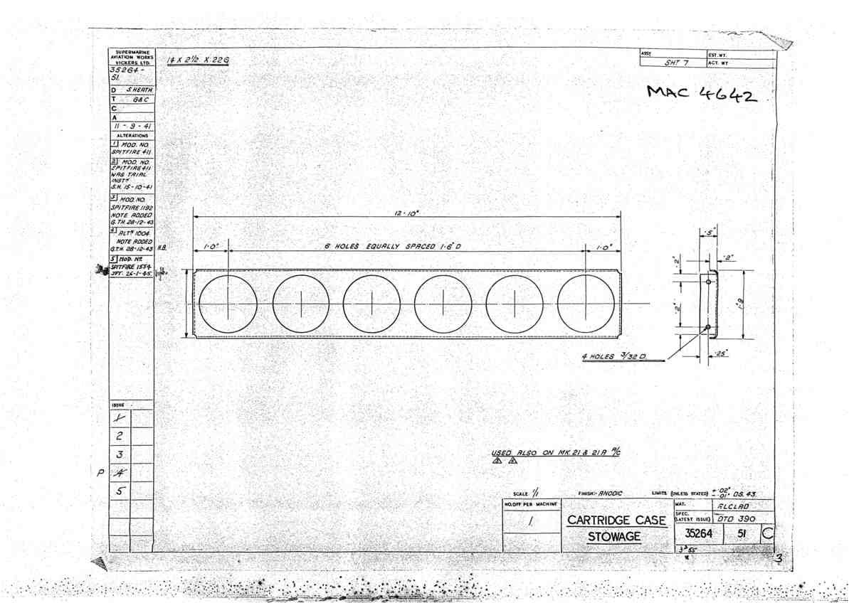 Spitfire Mk V Bau Blueprints 35264 SHT 51 C A4 Photo Print