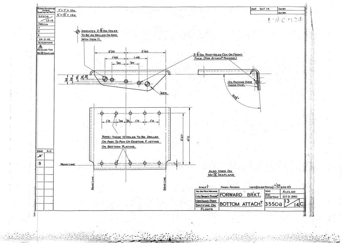 Spitfire Mk V Bau Blueprints 35508 SHT 13 14 C A4 Photo Print