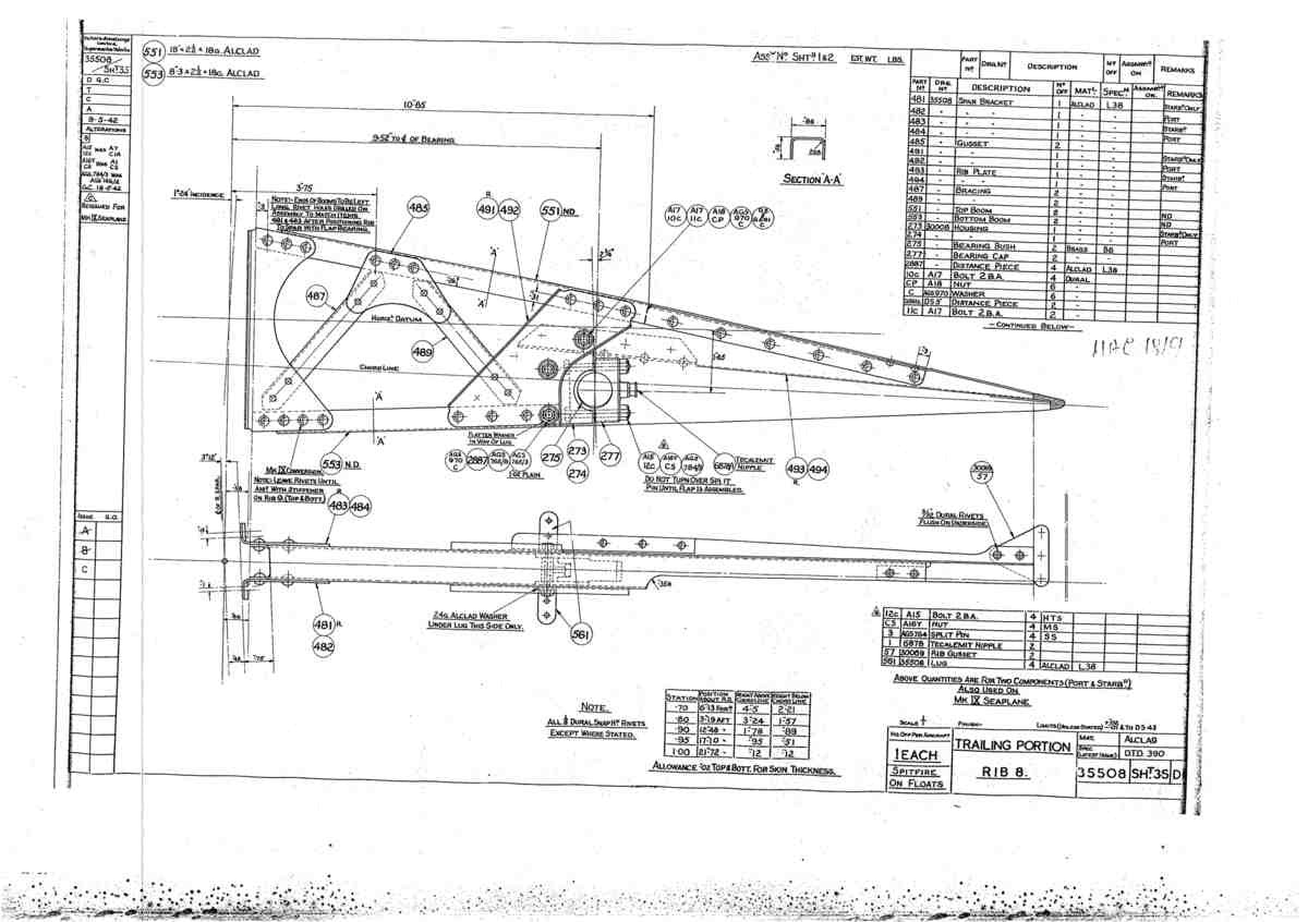 Spitfire Mk V Bau Blueprints 35508 SHT 35 D A4 Photo Print
