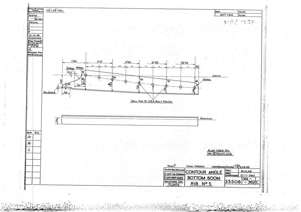 Spitfire Mk V Bau Blueprints 35508 SHT 361 362 C A4 Photo Print