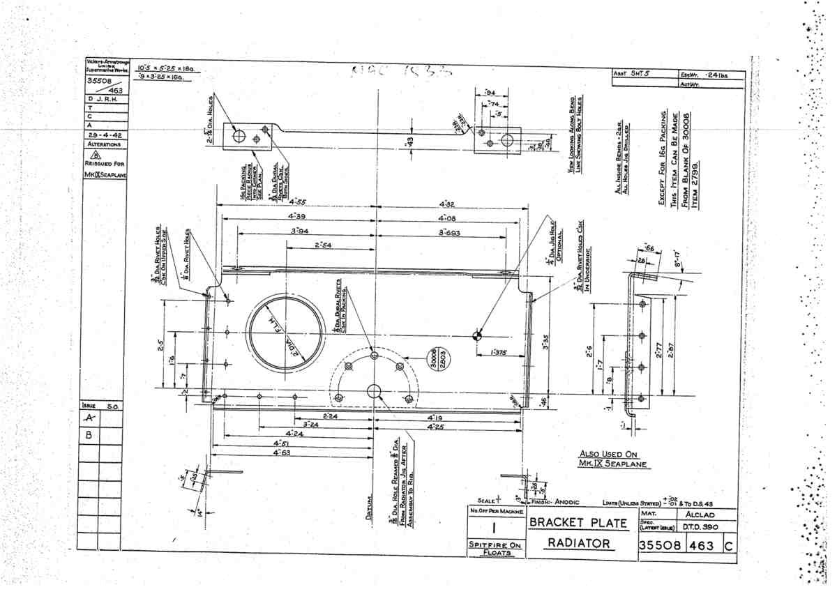 Spitfire Mk V Bau Blueprints 35508 SHT 463 C A4 Photo Print