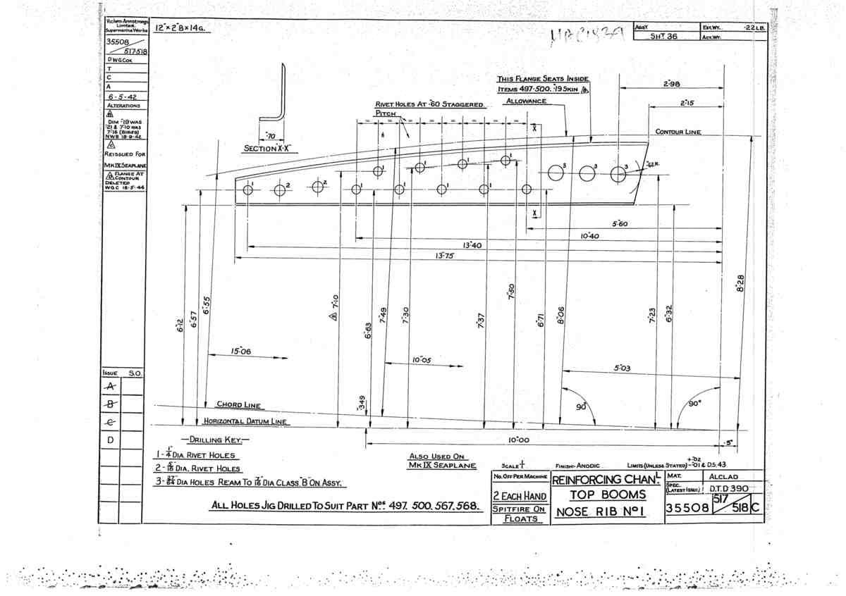 Spitfire Mk V Bau Blueprints 35508 SHT 517 518 C A4 Photo Print