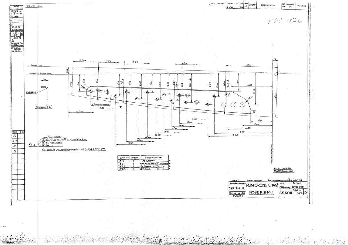 Spitfire Mk V Bau Blueprints 35508 SHT 519 524 D A4 Photo Print