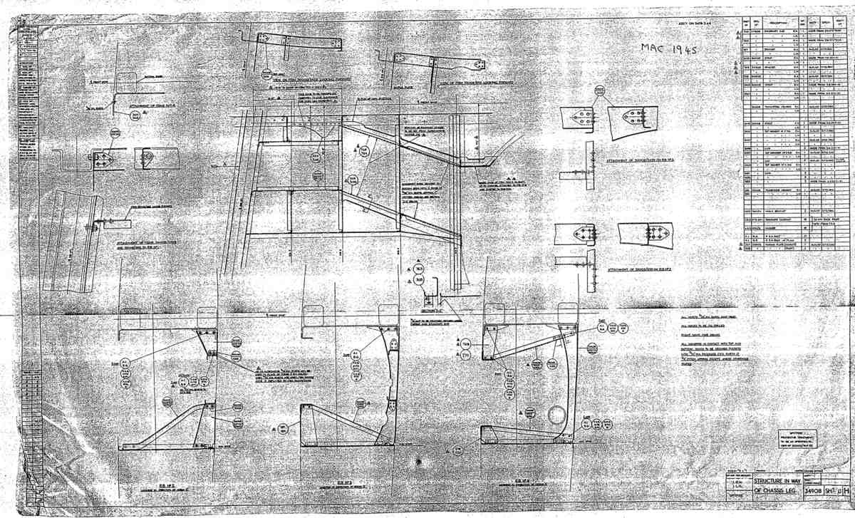 Spitfire Mk V Type 349 Blueprints 34908 13 H Structure in Way of Chassis Leg A4 Photo Print
