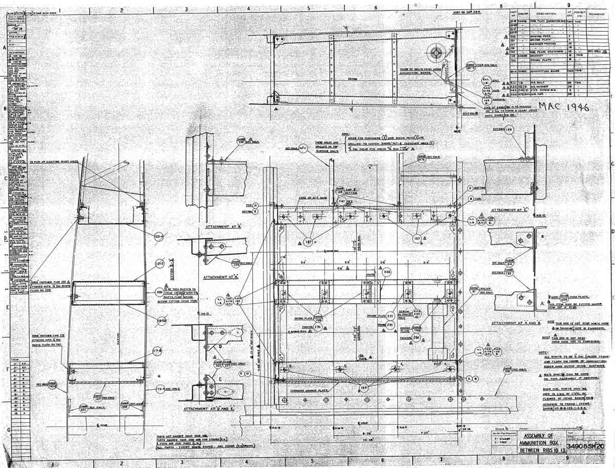 Spitfire Mk V Type 349 Blueprints 34908 20  Assembly of Ammunition Box Between Ribs 10 13 A4 Photo Print
