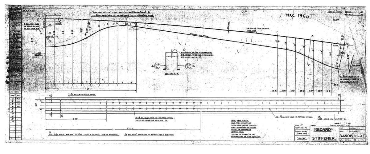 Spitfire Mk V Type 349 Blueprints 34908 353354 E Inboard Stiffener A4 Photo Print