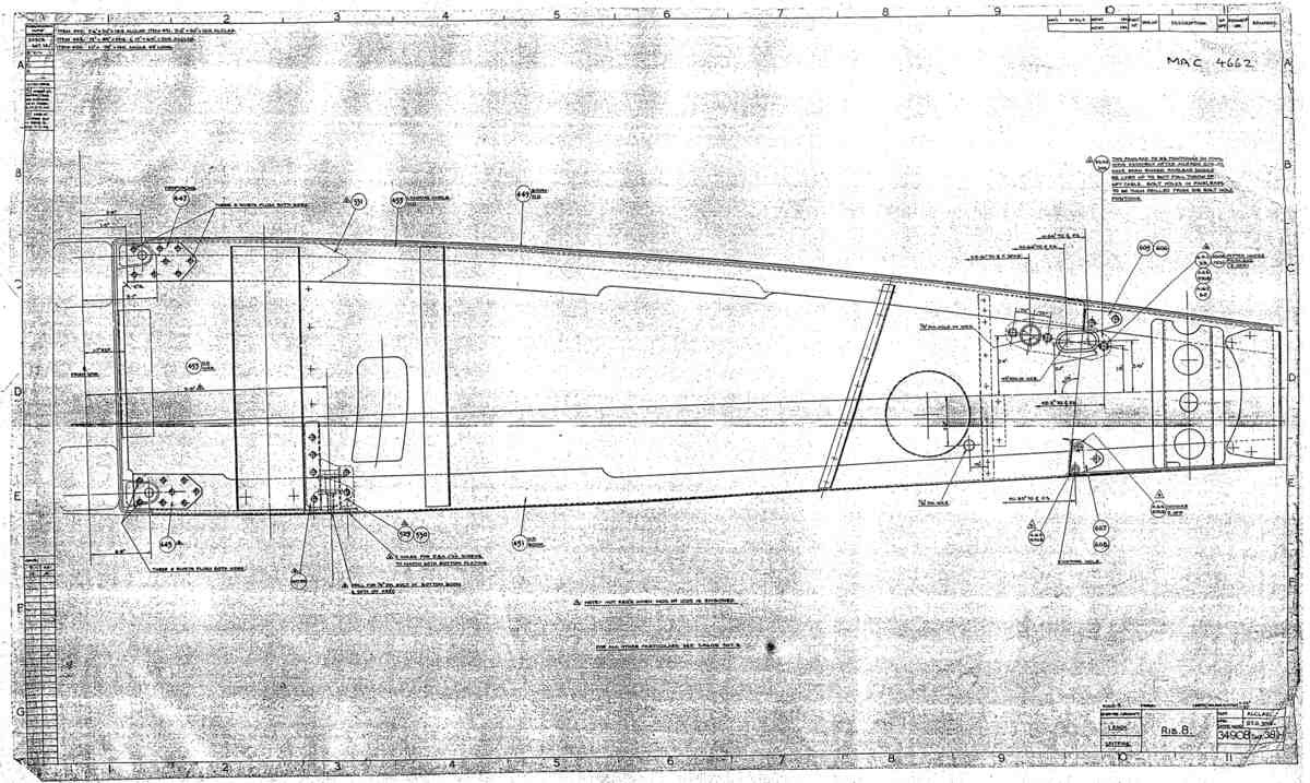 Spitfire Mk V Type 349 Blueprints 34908 38 H Rib 8 A4 Photo Print