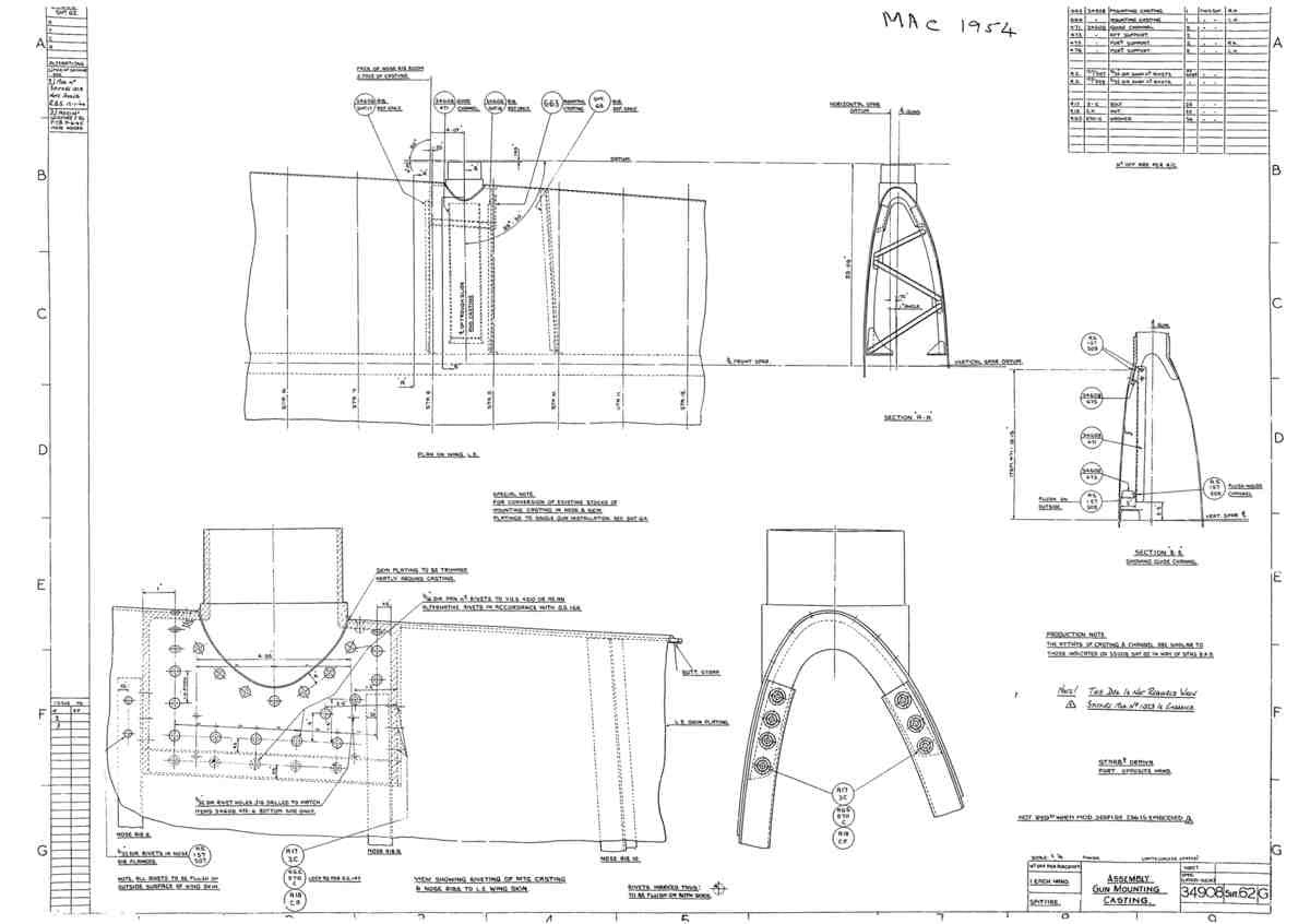 Spitfire Mk V Type 349 Blueprints 34908 62 G Assembly Gun Mounting Casting A4 Photo Print