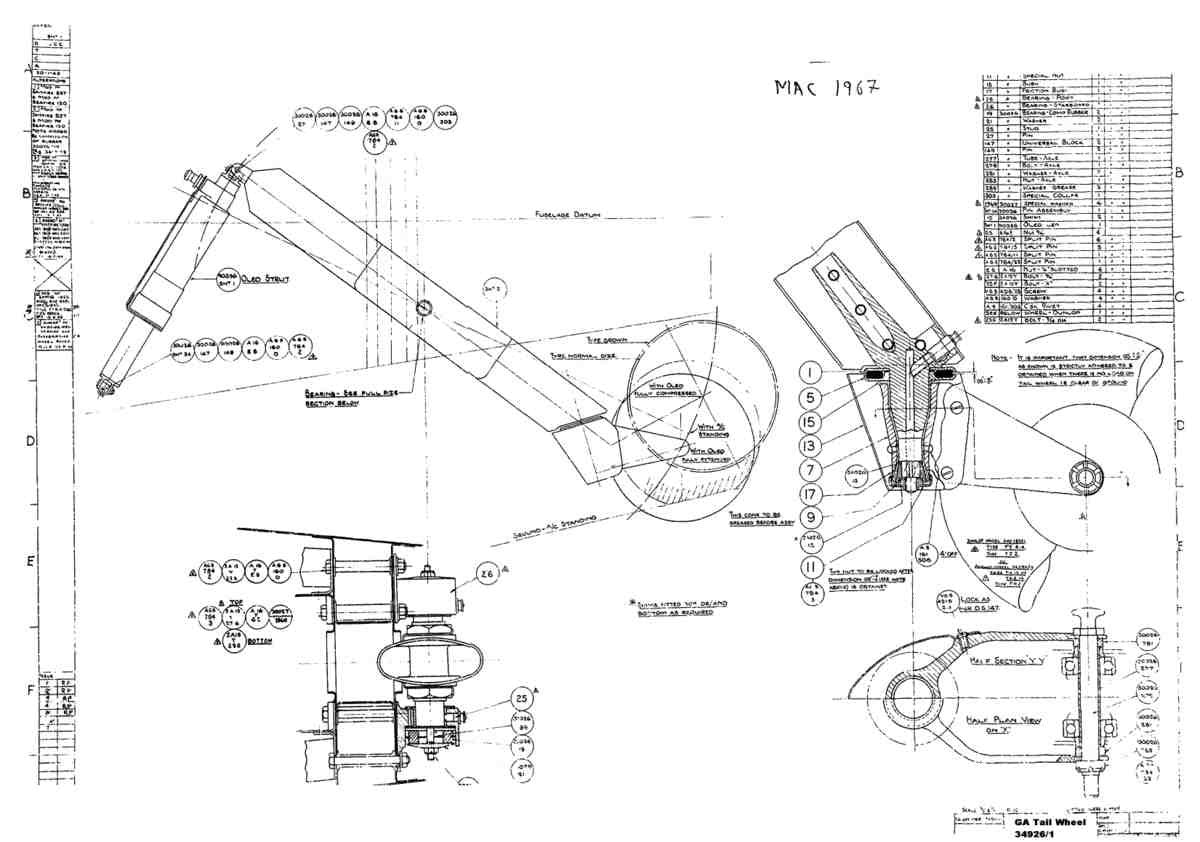 Spitfire Mk V Type 349 Blueprints 34926 1  GA of Tail Wheel A4 Photo Print