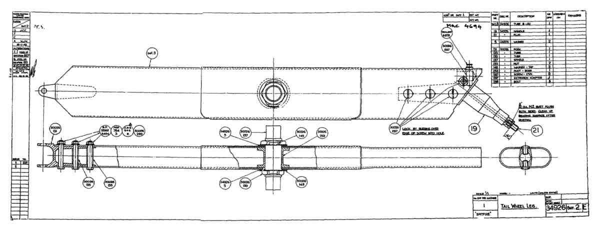 Spitfire Mk V Type 349 Blueprints 34926 2 E Tail Wheel Leg A4 Photo Print