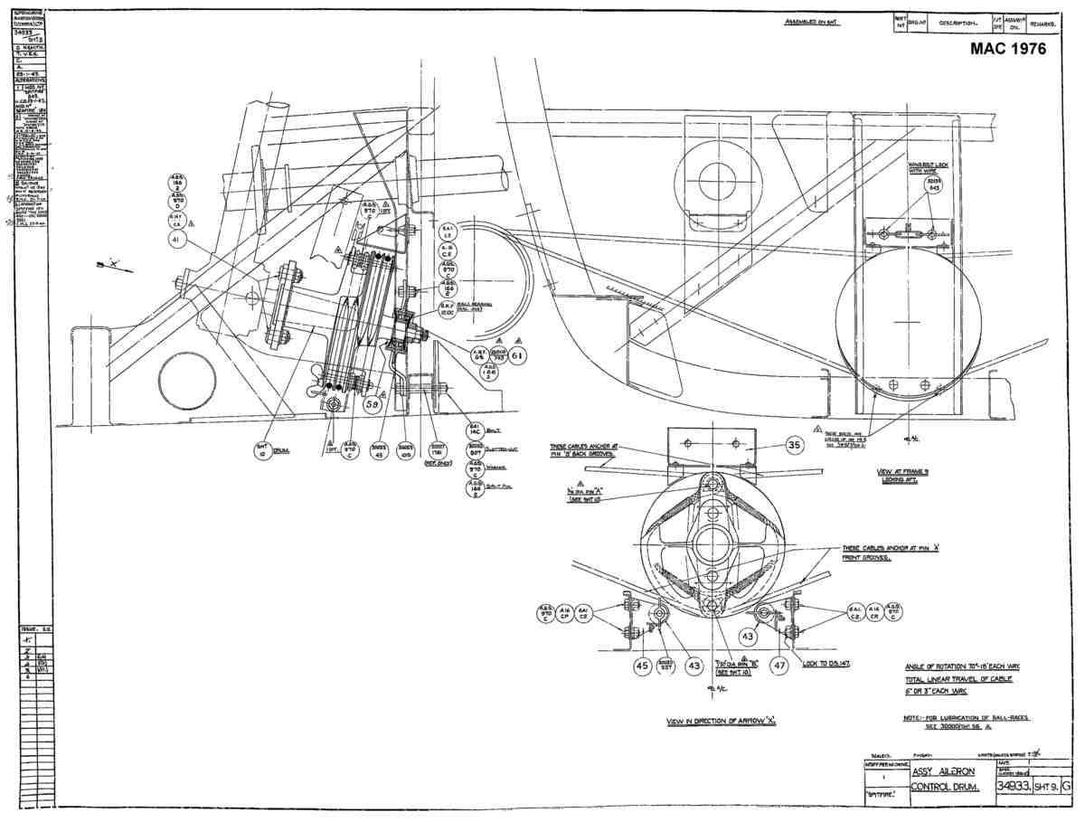 Spitfire Mk V Type 349 Blueprints 34933 9 G Assembly Aileron control Drum A4 Photo Print