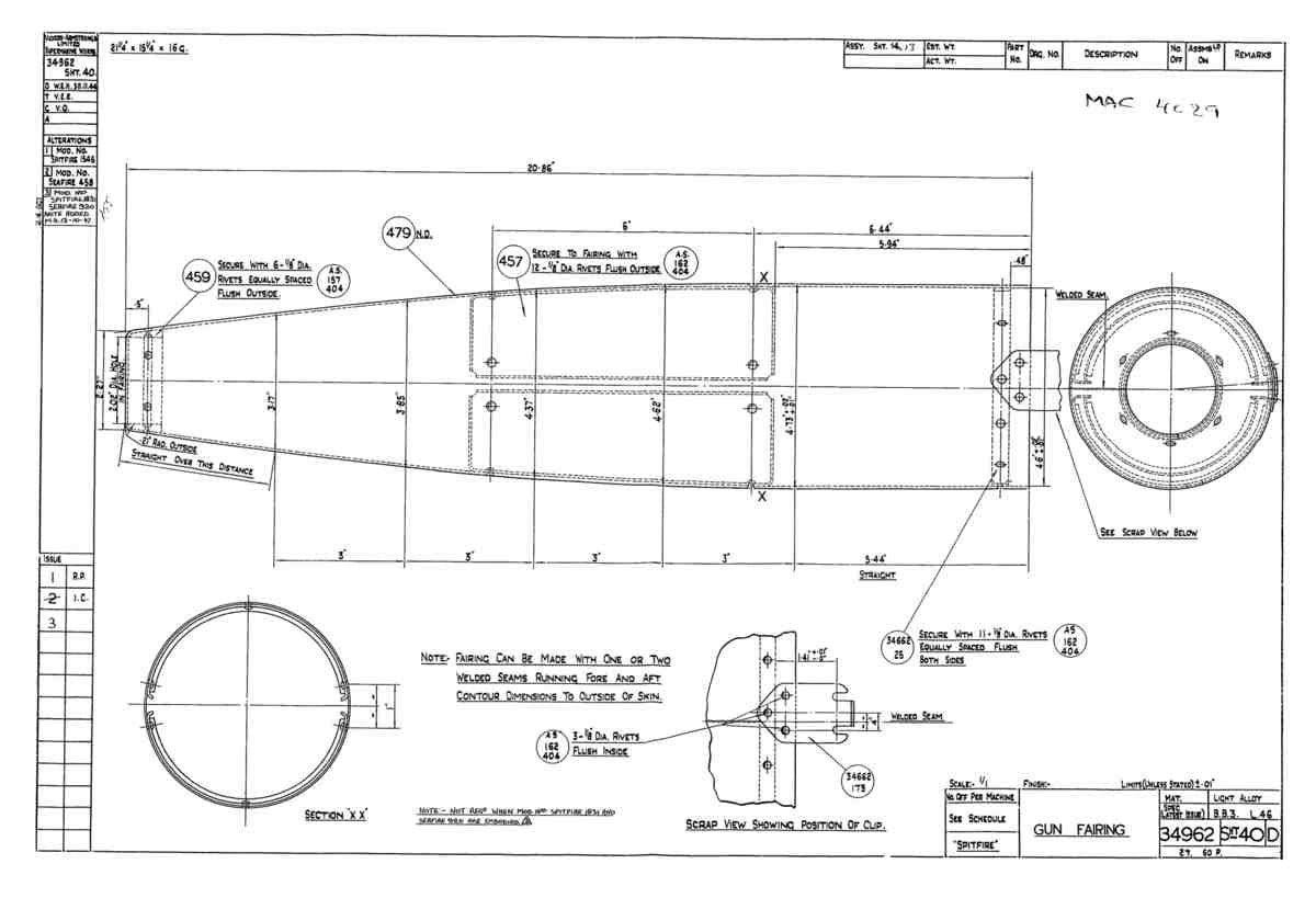 Spitfire Mk V Type 349 Blueprints 34962 40 D Gun Fairing A4 Photo Print