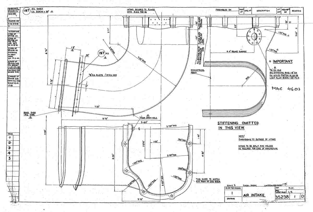 Spitfire Mk V Type 352 Vokes Blueprints 35238 1 D Air Intake A4 Photo Print