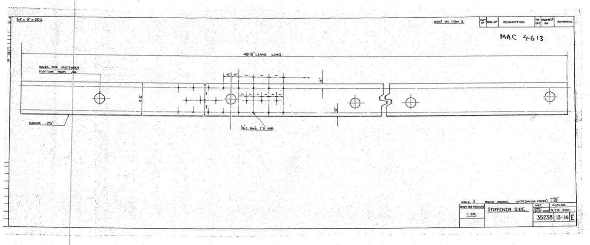 Spitfire Mk V Type 352 Vokes Blueprints 35238 1314 E Stiffener Side A4 Photo Print