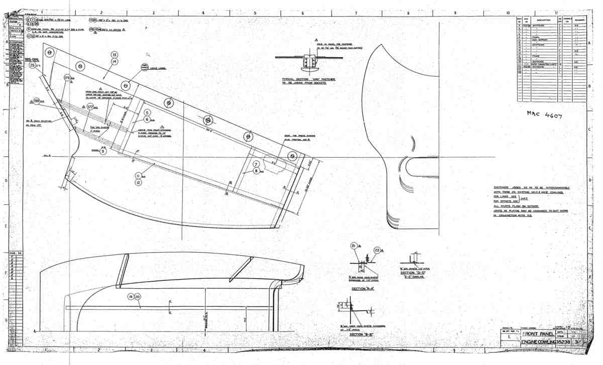 Spitfire Mk V Type 352 Vokes Blueprints 35238 3 H Front Panel Engine Cowling A4 Photo Print