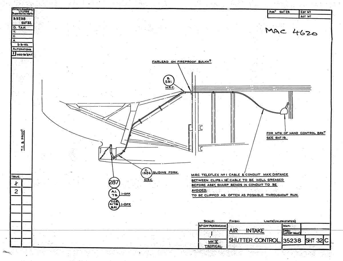 Spitfire Mk V Type 352 Vokes Blueprints 35238 32 C Air Intake Shutter Control A4 Photo Print