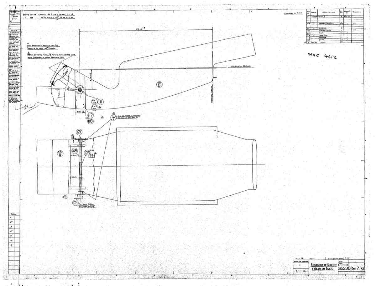 Spitfire Mk V Type 352 Vokes Blueprints 35238 7 G Assembly of Shutter & Gear on Duct A4 Photo Print