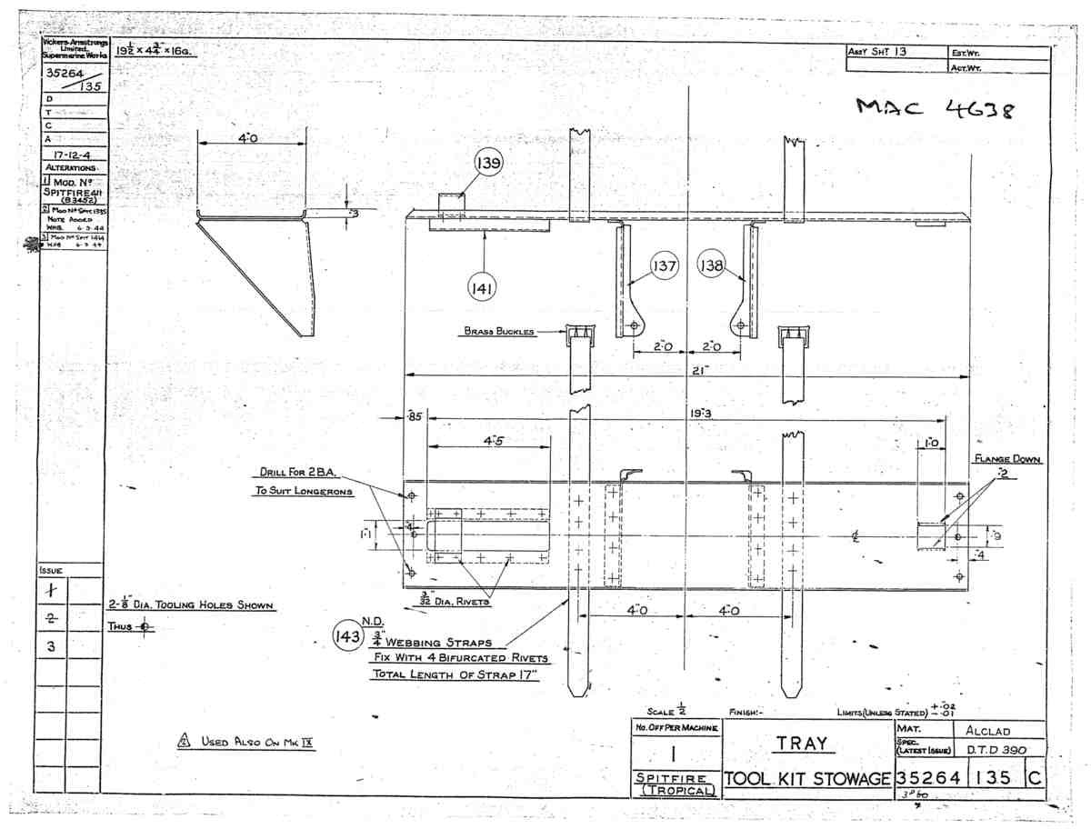 Spitfire Mk V Type 352 Vokes Blueprints 35264 135 C Tray tool kit stowage A4 Photo Print