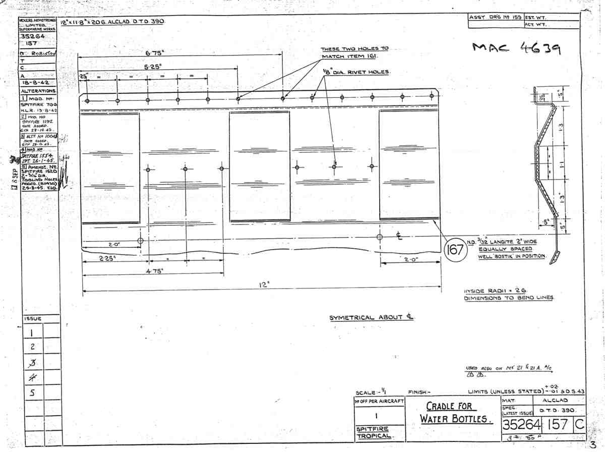 Spitfire Mk V Type 352 Vokes Blueprints 35264 157 C Cradle for water bottles A4 Photo Print