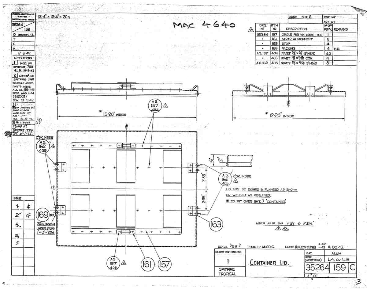 Spitfire Mk V Type 352 Vokes Blueprints 35264 459 C Container lid A4 Photo Print