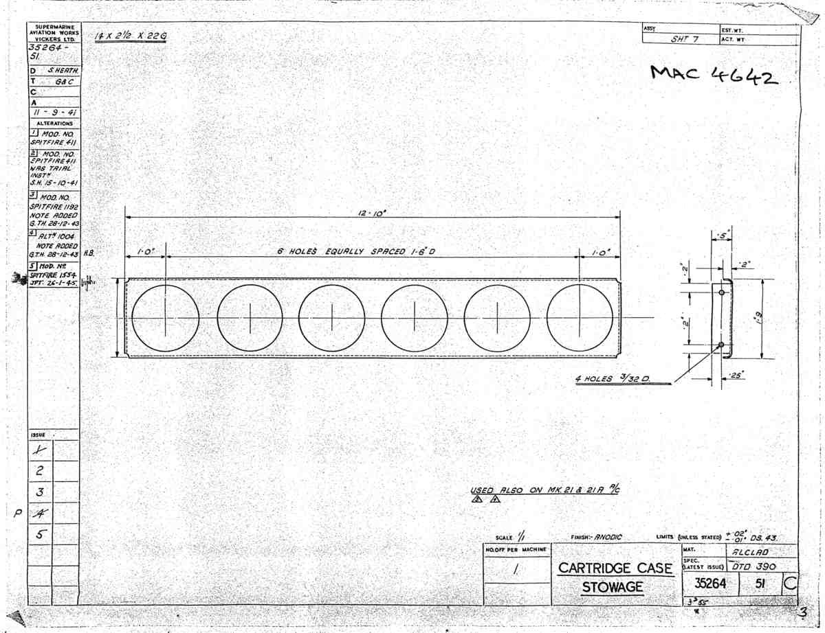 Spitfire Mk V Type 352 Vokes Blueprints 35264 51 C Cartridge Case Stowage A4 Photo Print