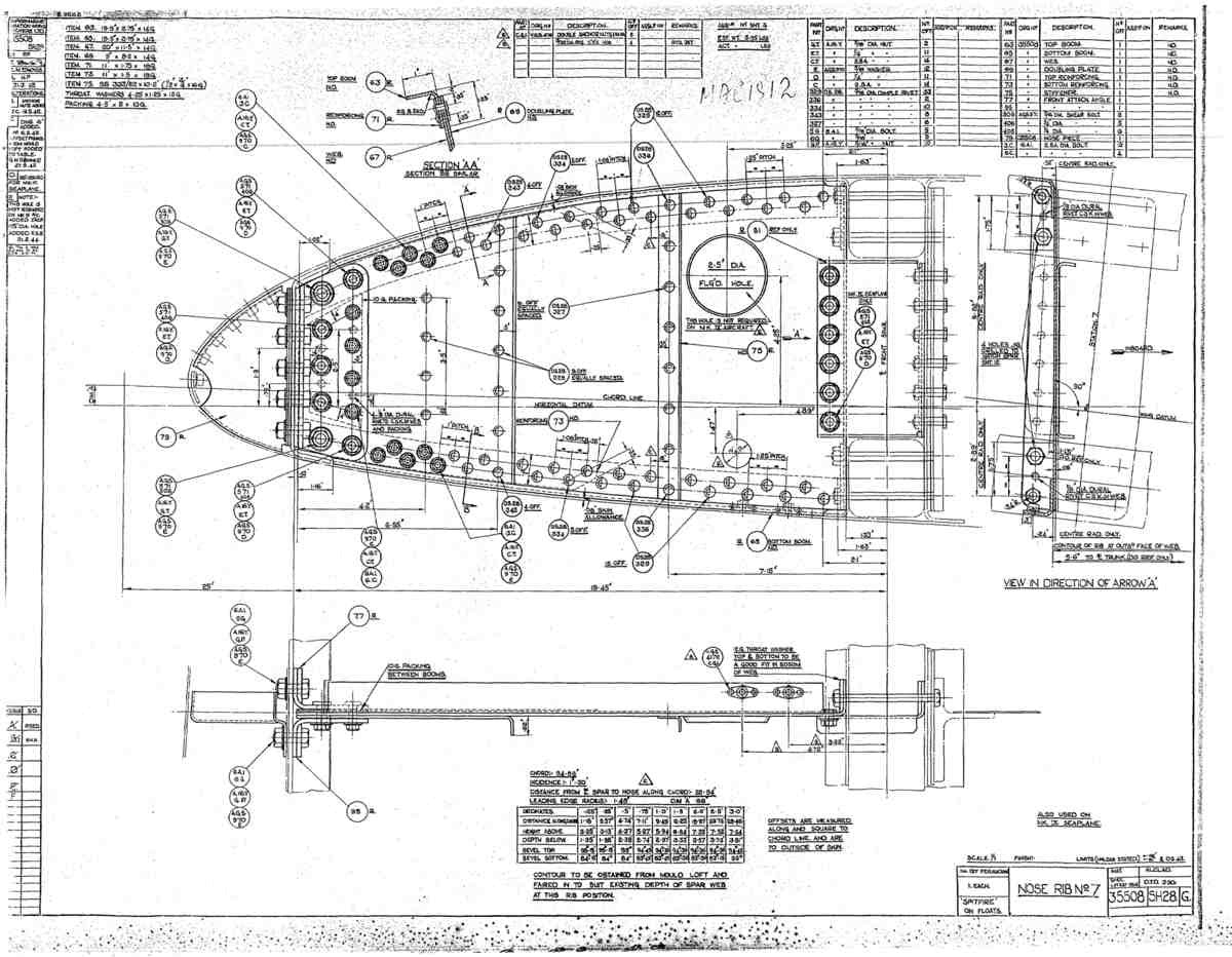 Spitfire Mk V Type 355 Blueprints 35508 28 G Nose Rib No 7 A4 Photo Print